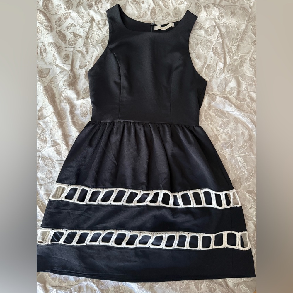 Elegant Black and White Sleeveless Dress